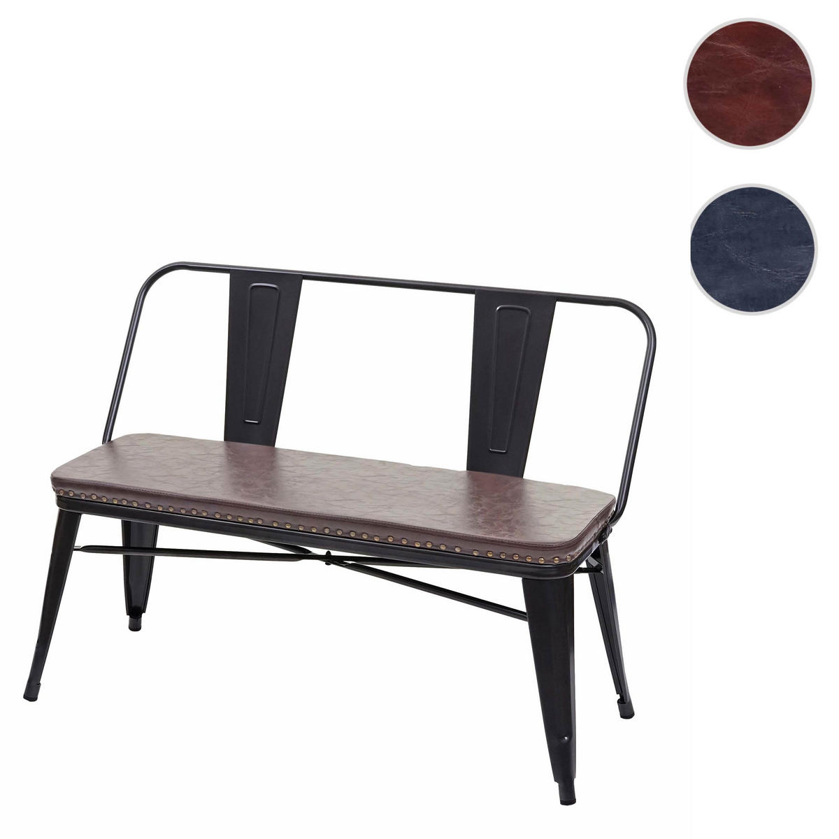 2ER-SITZBANK INDUSTRIEDESIGN Schwarz, Braun - Schwarz/Braun, Textil (114/82/50cm) - MCW