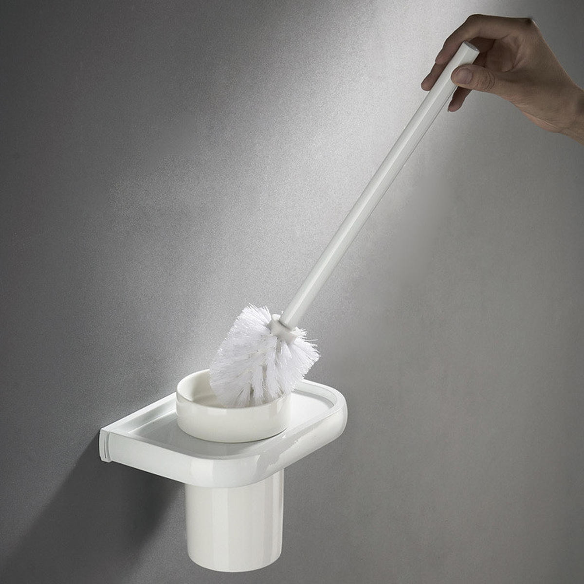 TOILETTENBÜRSTENHALTER – Weiß (17 x 10,5 x 36,5 cm) - Weiß, Metall (19.5/36/13cm)