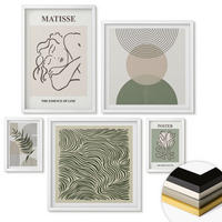 WANDBILDER 5er-Set - 50x50 cm & 20x30 cm & 40x60 cm Weißer Rahmen - Geometrische botanische Muster - Weiß, Kunststoff (40/60cm) - ArtPrintCave