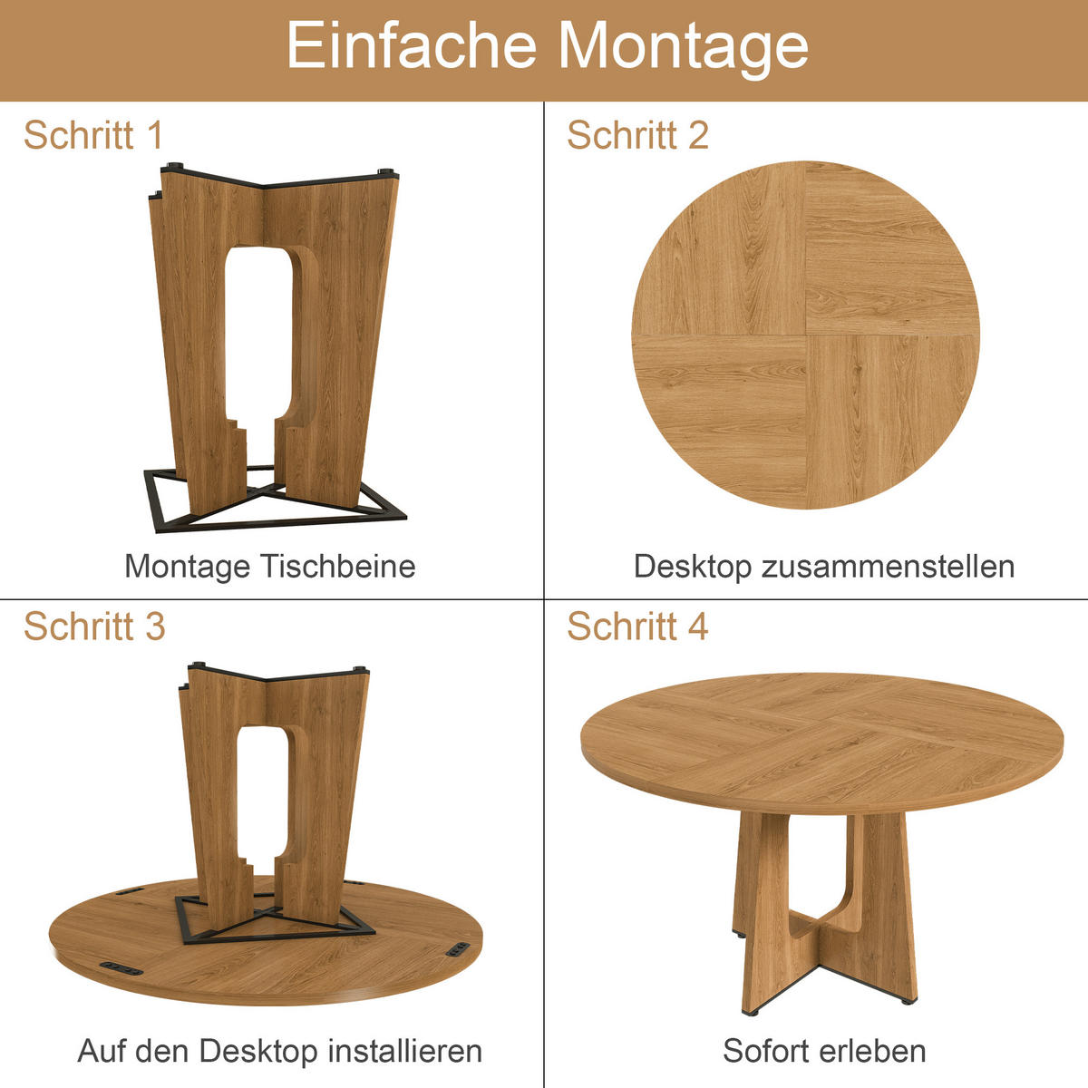 JÍDELNÍ STŮL v barvě dubu s MDF deskou a ořechovou dýhou do jídelny a obývacího pokoje, 120×120×76 cm - barva dubu, kompozitní dřevo (120/120/76cm) - STILVORA