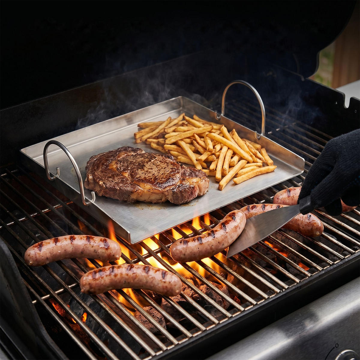 GRILLPLATTE Serolia 40/30.5/3.7 cm - Silberfarben, Metall (40/30.5/3.7cm) - ZMH