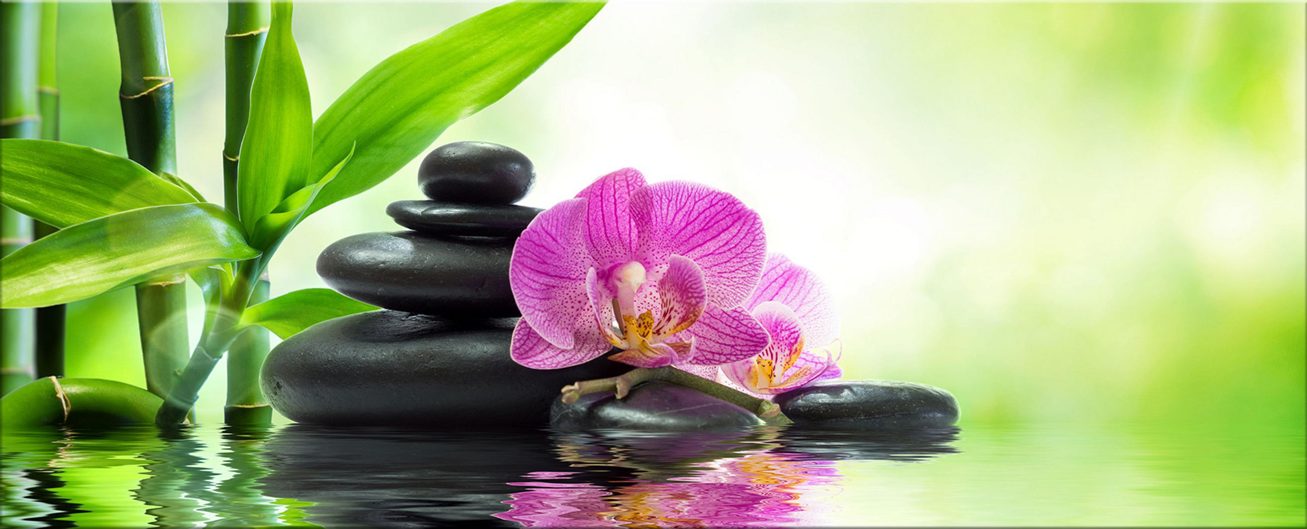 GLASBILD 125x50 cm Zen Spa Orchidee - Rosa, Glas (125/50cm) - artissimo