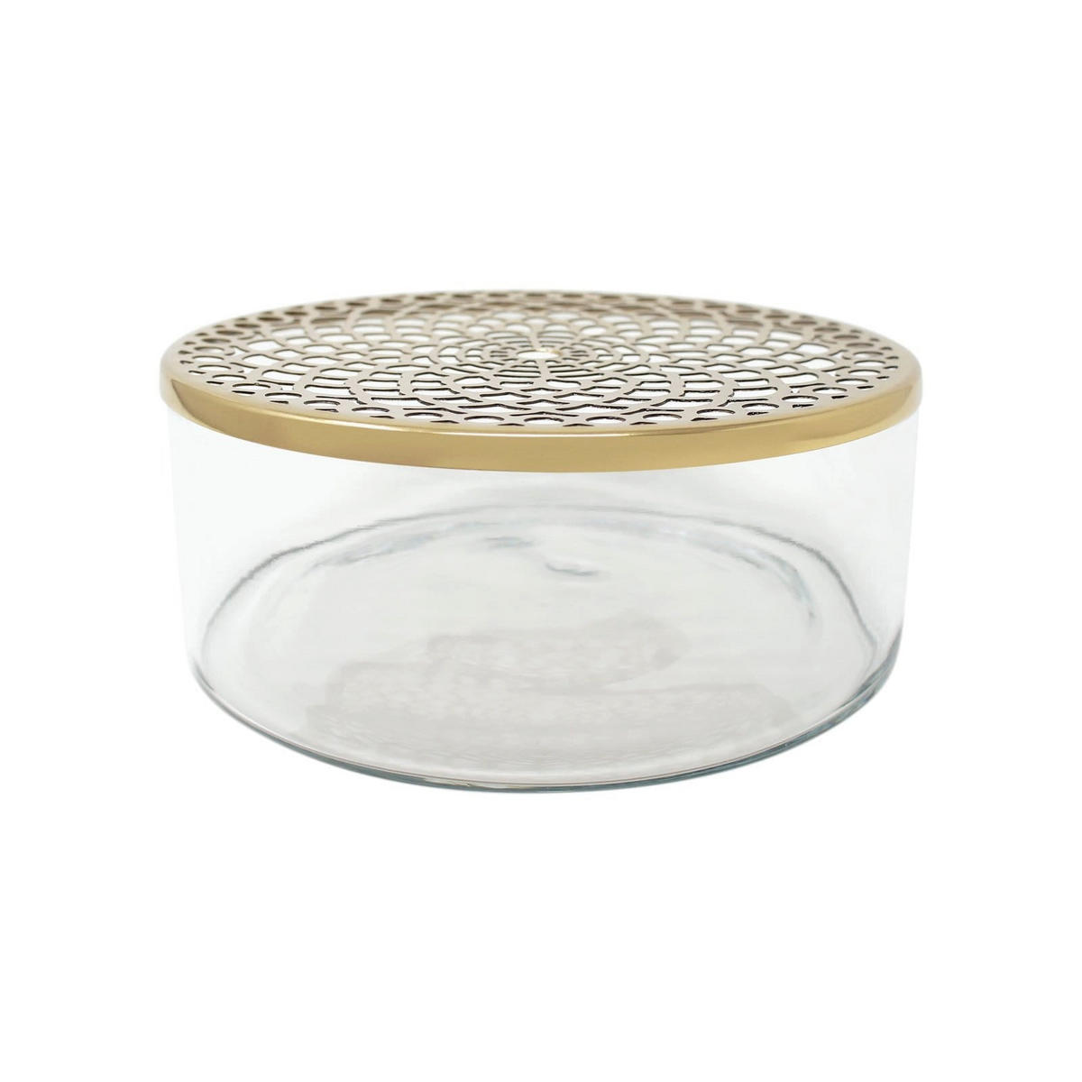 VASE Buket Ikebana aus Eisen und Glas Ø20,5/7 cm - Goldfarben, Glas (7cm) - LaLe Living
