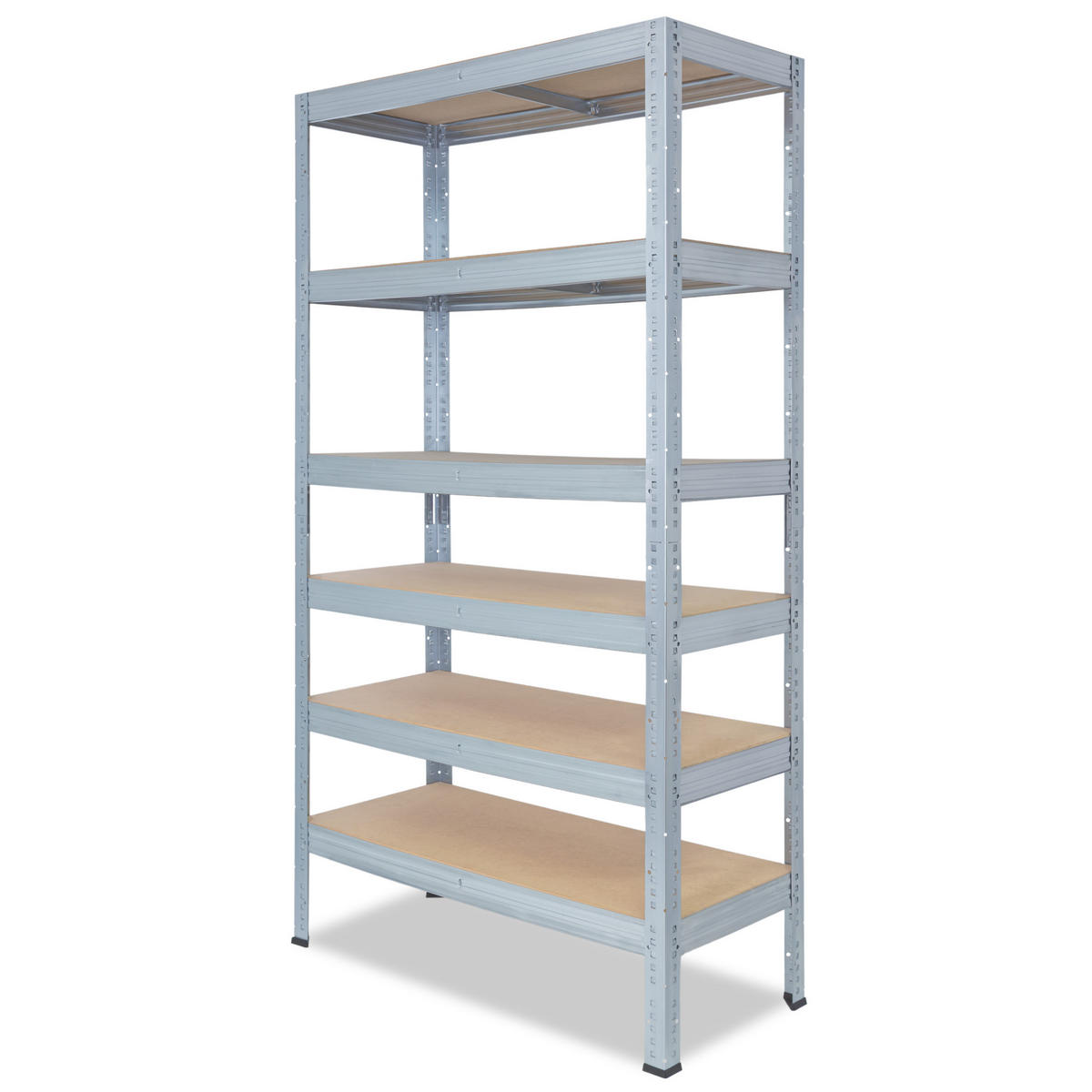 SCHWERLASTREGAL PRO 155x60x40 cm in verzinkt mit 6 Böden und 166 kg Traglast pro Boden - Silberfarben, Metall (60/155/40cm) - shelfplaza