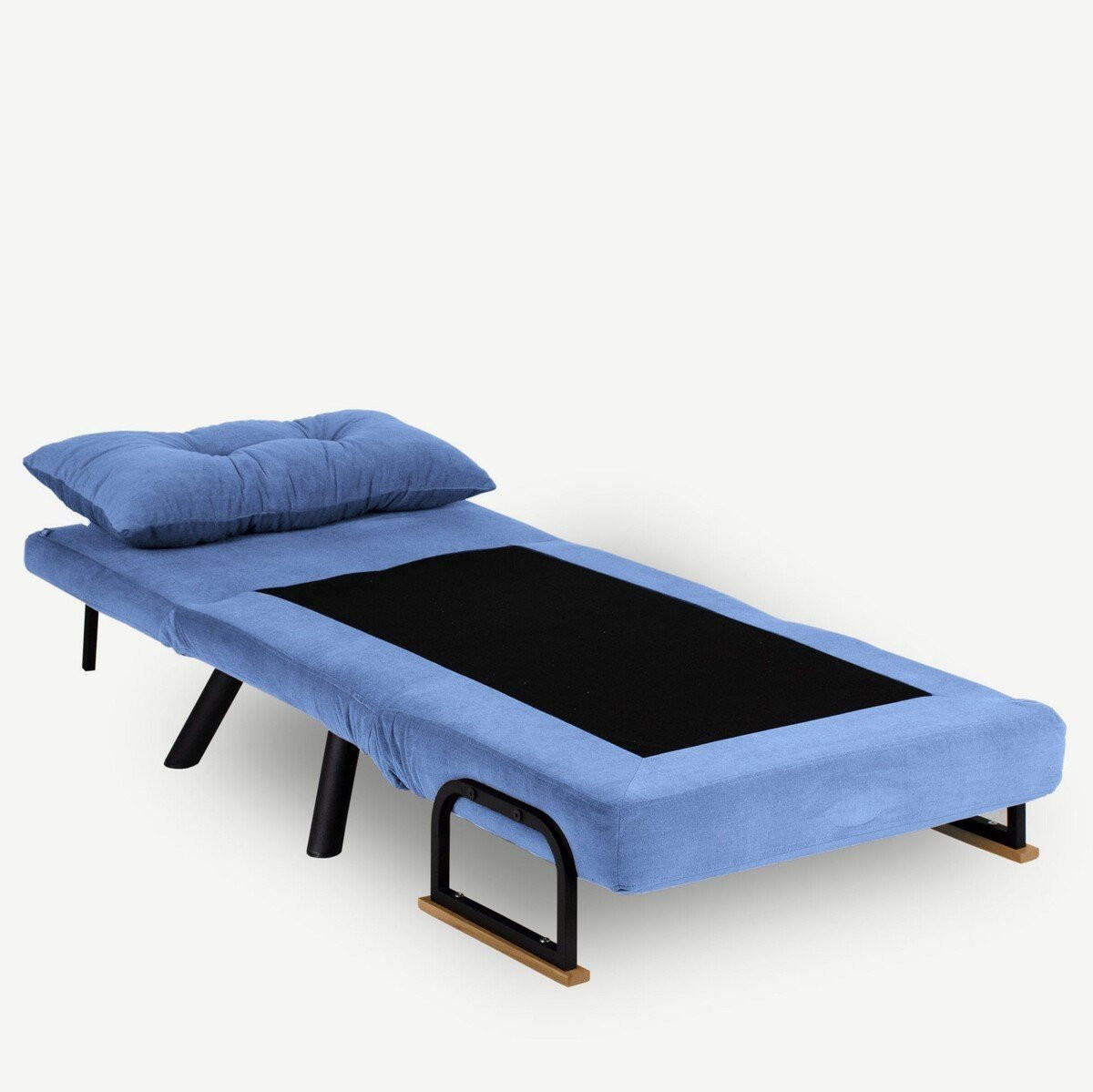 SESSEL mit Stoffbezug und Metallfüßen, umwandelbar 67/50/41 cm - Blau, Metall (50/41/67cm) - Calicosy