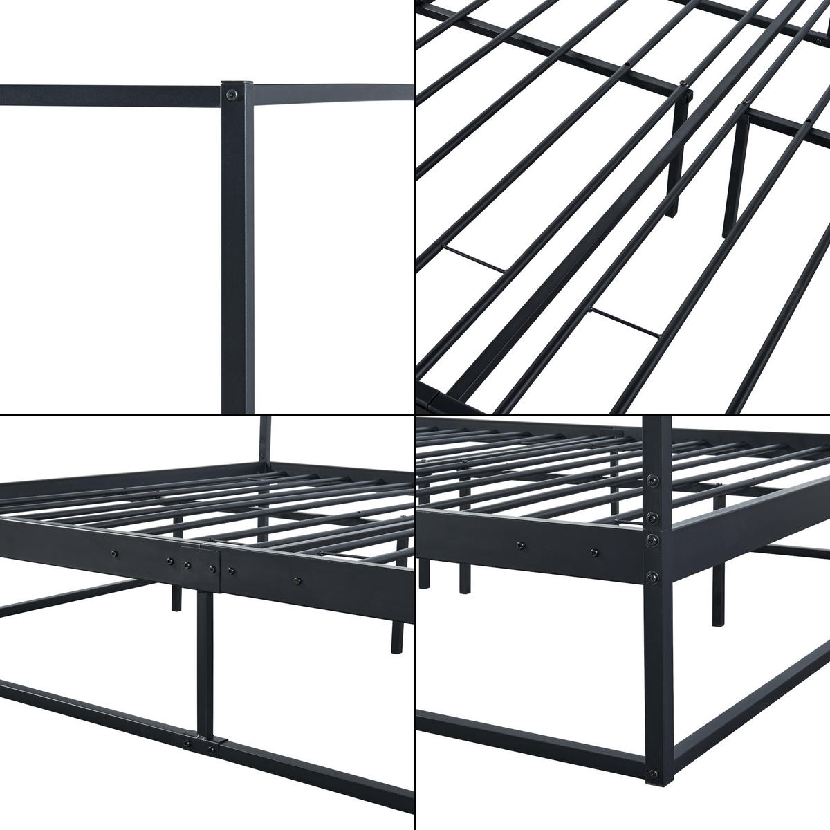 HIMMELBETT Kristianstad - Schwarz, Metall (160/200cm) - [en.casa]