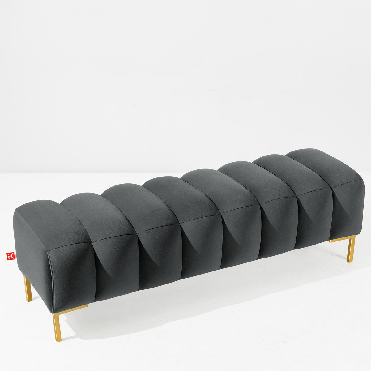 POLSTERBANK Bettbank PECCO, Metallbeinen - Dunkelgrün/Goldfarben, Holz/Textil (160/50/50cm) - KONSIMO®