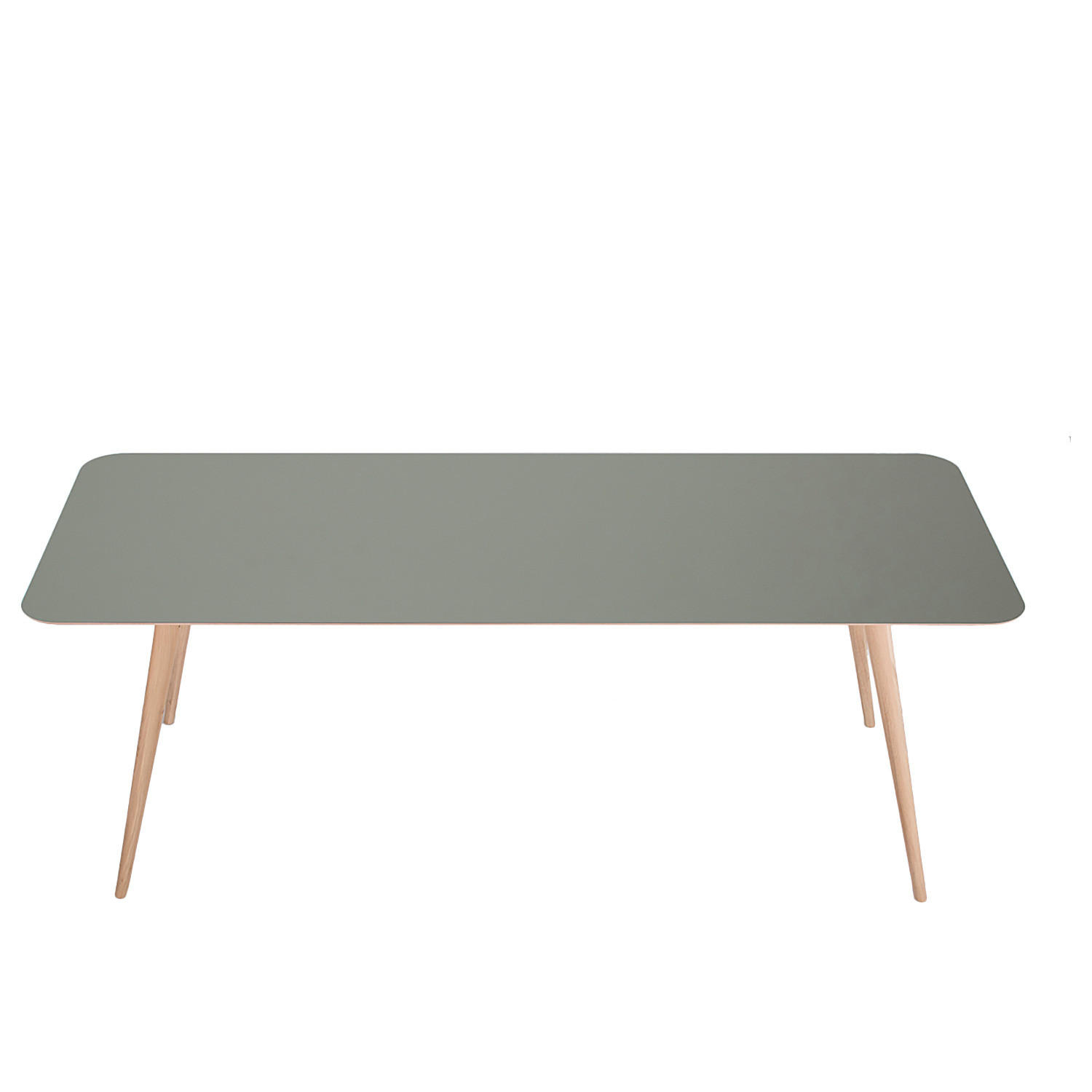 ESSTISCH - Eiche teilmassiv / Linoleum - Eichefarben/Olivgrün, Holzwerkstoff (90/220/75cm) - home24