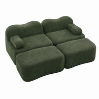 SOFA modular mit Hocker Samt Grün - Grün, Holzwerkstoff (167/70/192cm) - Meubliv