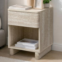 NACHTTISCH in Travertin-Optik | B53 x T45 x H50 cm - Beige, Holzwerkstoff (40/54/40cm) - Hometopia