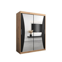 SCHWEBETÜRENSCHRANK 200/150/62 2-türig - Silberfarben/Schwarz, Holz/Kunststoff (150/200/62cm) - Abiks Möbel