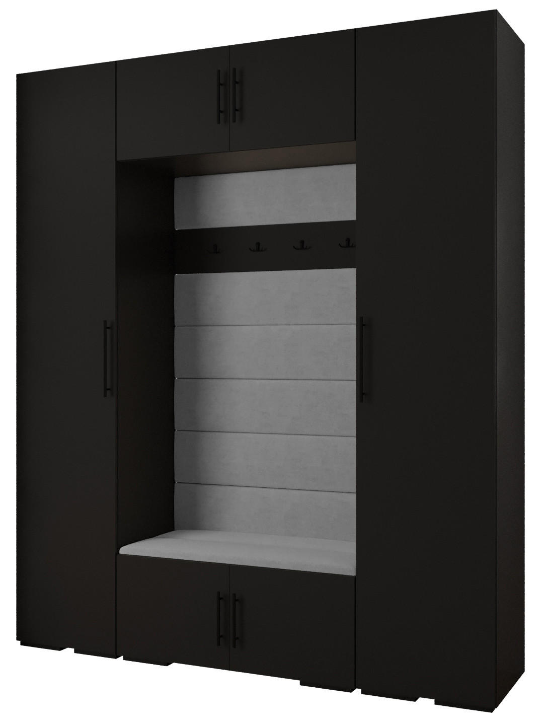 Abiks Möbel Garderoben-Set Schwarz, Grau, Schwarz 200x236.7x47 cm