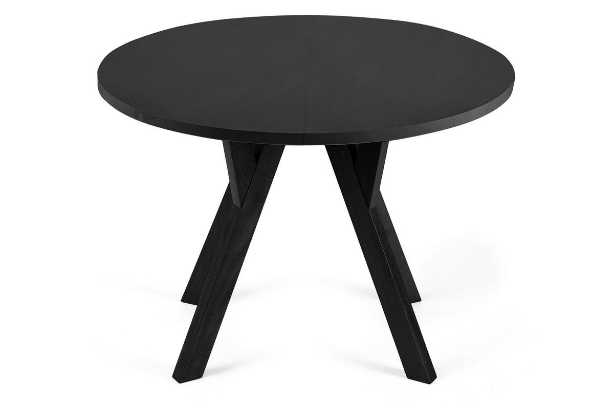 ESSTISCH INDAGA Ausziehbar 100-180cm Rund, mattschwarz - Schwarz Hochglanz/Schwarz, Holz (100/180/75cm) - KONSIMO®