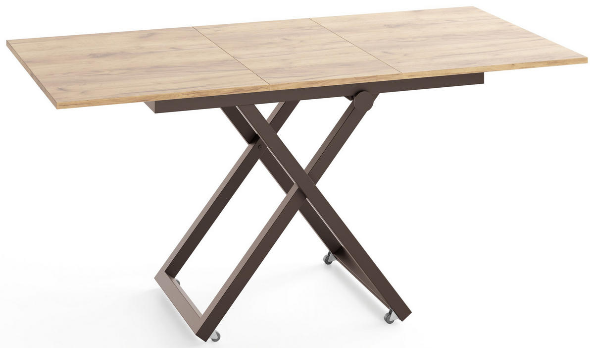 COUCHTISCH Axen höhenverstellbar ausziehbar, Eiche Braun 120-160/80/38-75 cm - Eiche Wotan/Braun, Holzwerkstoff/Metall (80/160/75cm) - WFL GROUP