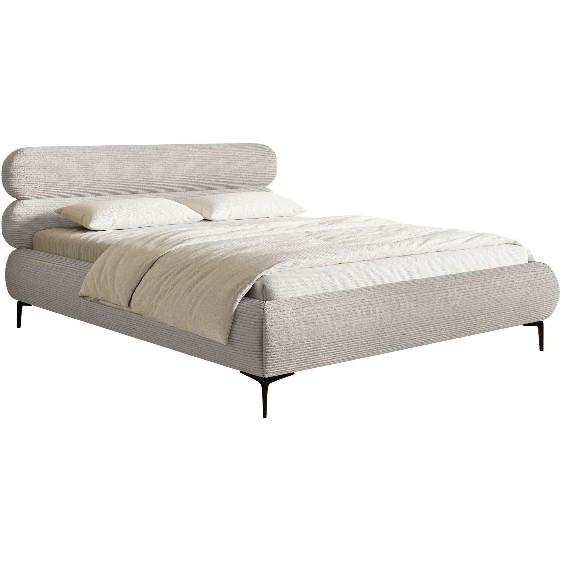 POLSTERBETT Roule Cord Greige 160x200 cm - Taupe/Schwarz, Textil/Metall (160/200cm) - Selsey