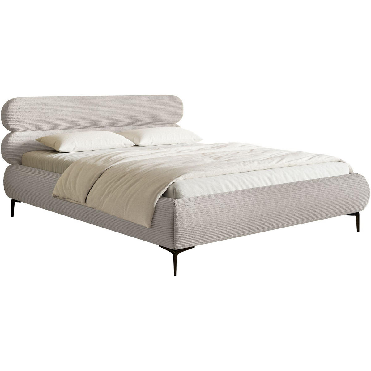 POLSTERBETT Roule Cord Greige 140x200 cm - Taupe/Schwarz, Textil/Metall (140/200cm) - Selsey