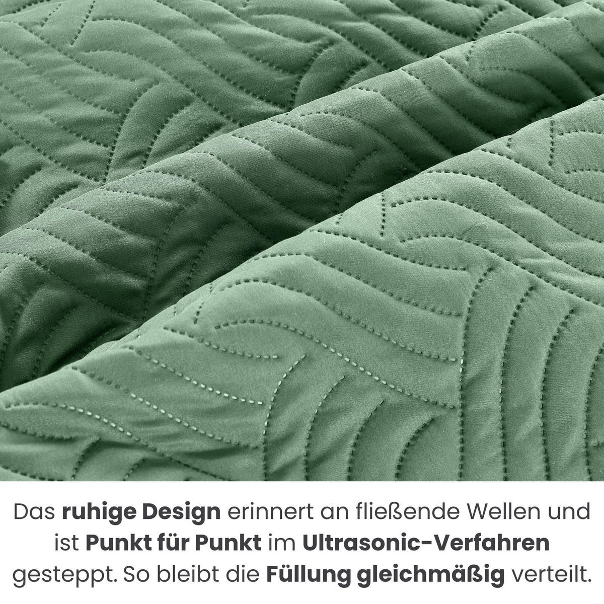 TAGESDECKE Wende-Design grün 170/210 cm Duo-Color - Grün, Textil (170/210cm) - wometo