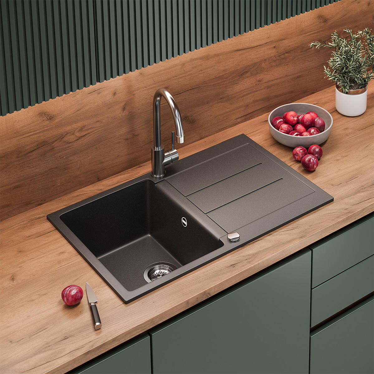 SPÜLBECKEN Kapstadt Schwarz 78 x 50 cm - Schwarz, Keramik (78/20/50cm) - Bergstroem