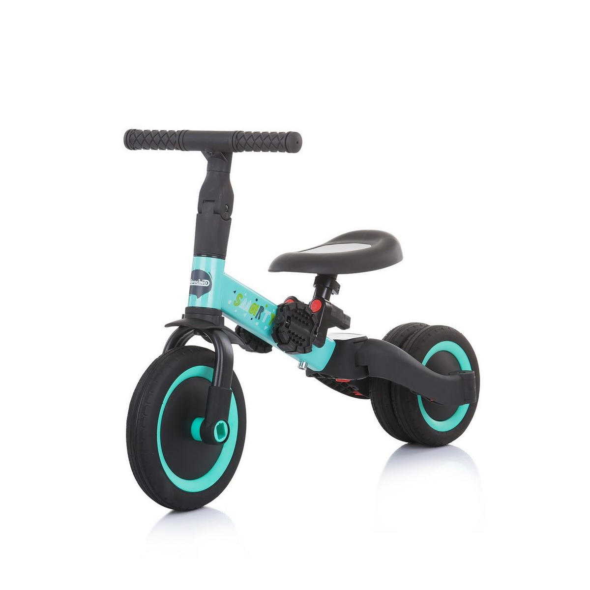 DREIRAD Smarty 2 in 1 grün Laufrad Gummireifen umbaubar Pedale verstellbar - Schwarz, Metall (67/46/52cm) - Chipolino