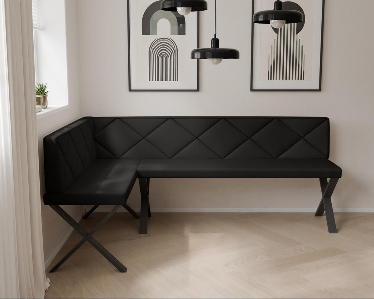 ECKBANK links VERO X Kunstleder gesteppt, 128/168 cm Anthrazit - Anthrazit, Kunststoff/Textil (128/168cm) - Idohome
