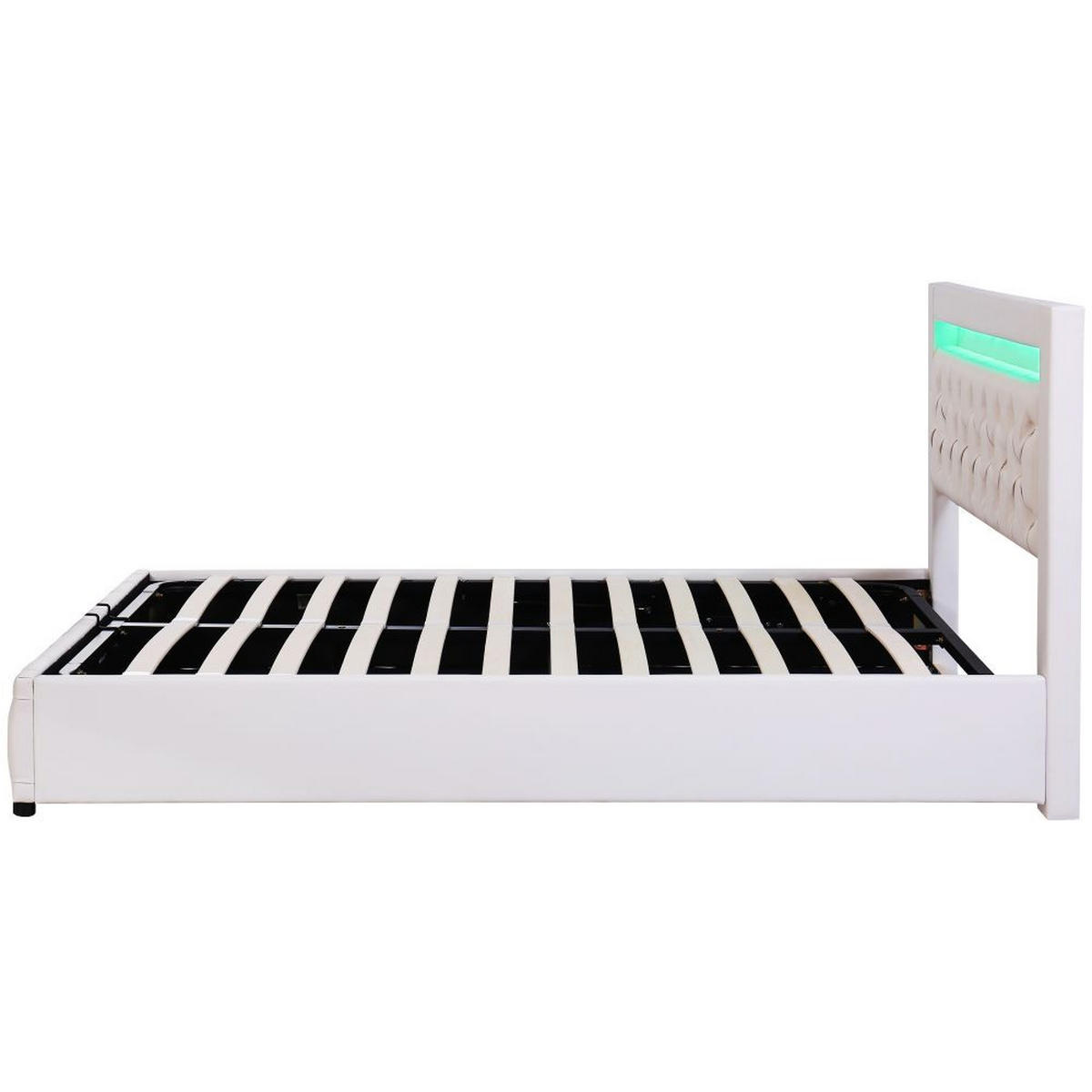 POLSTERBETT 160/200 cm in Weiß PU mit Funktion Von Aufbewahrung - Weiß, Holz/Textil (160/200cm) - KOMHTOM