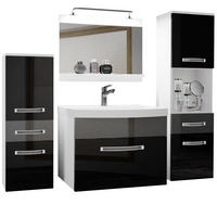 BADMÖBEL Badezimmer Schwarz Silber Glänzend Matt - Silberfarben/Schwarz, Holz (140/113/40cm) - B BELINI GROUP