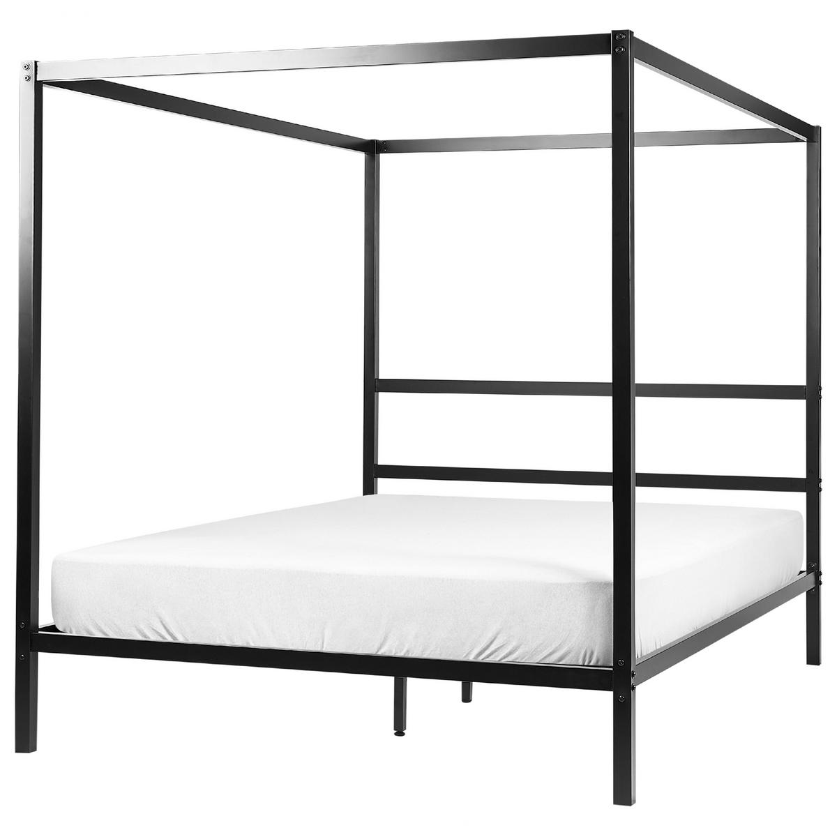 HIMMELBETT 160/200cm Schwarz Lestards - Schwarz, Metall (160/200cm) - Beliani