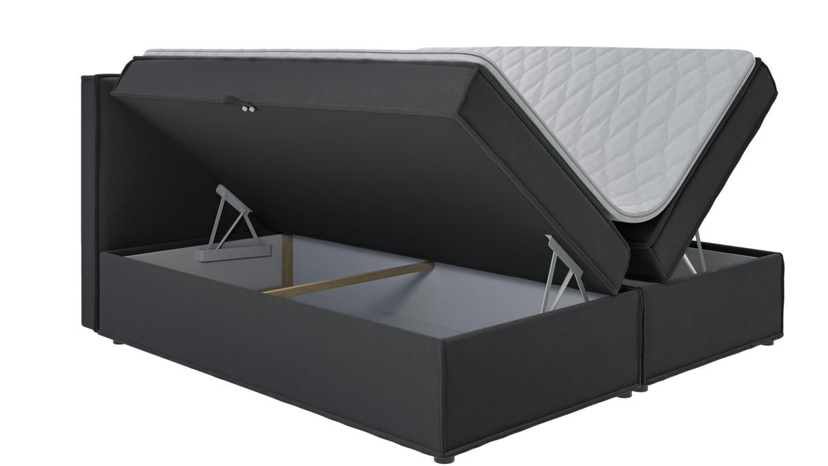 BOXBETT Eclipse 200/200 cm Graphit Luxusmicrofaser - Graphitfarben/Schwarz, Holz/Kunststoff (200/200cm) - S-Style Möbel