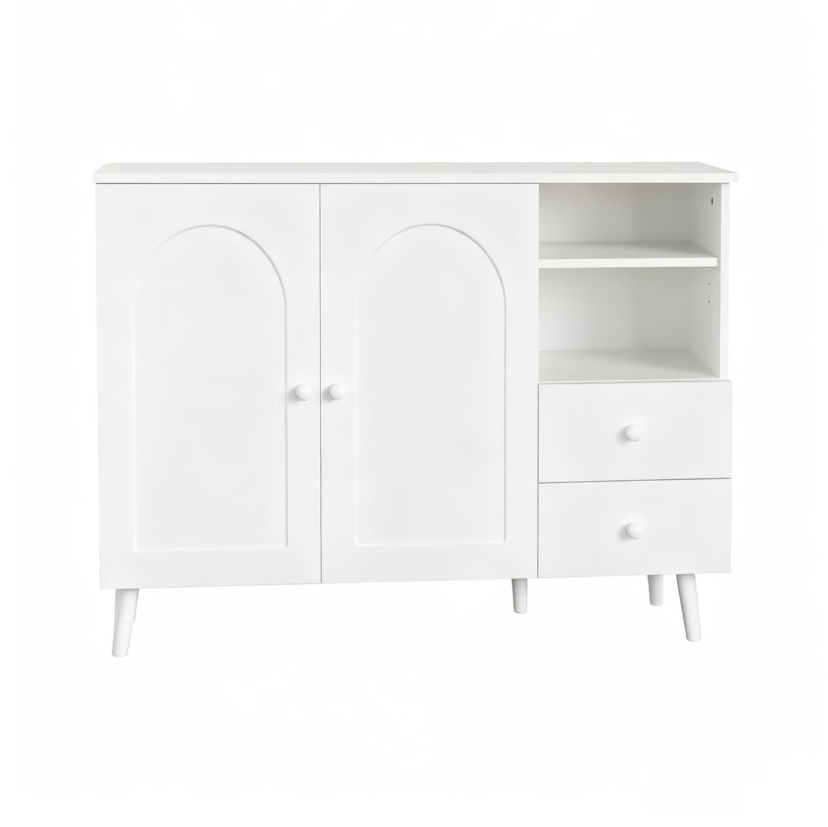 SIDEBOARD 118/35/82 cm weiß aus MDF und Holzwerkstoff mit 2 Türen und 2 Schubladen - Weiß, Holzwerkstoff (118/82/35cm) - OKWISH