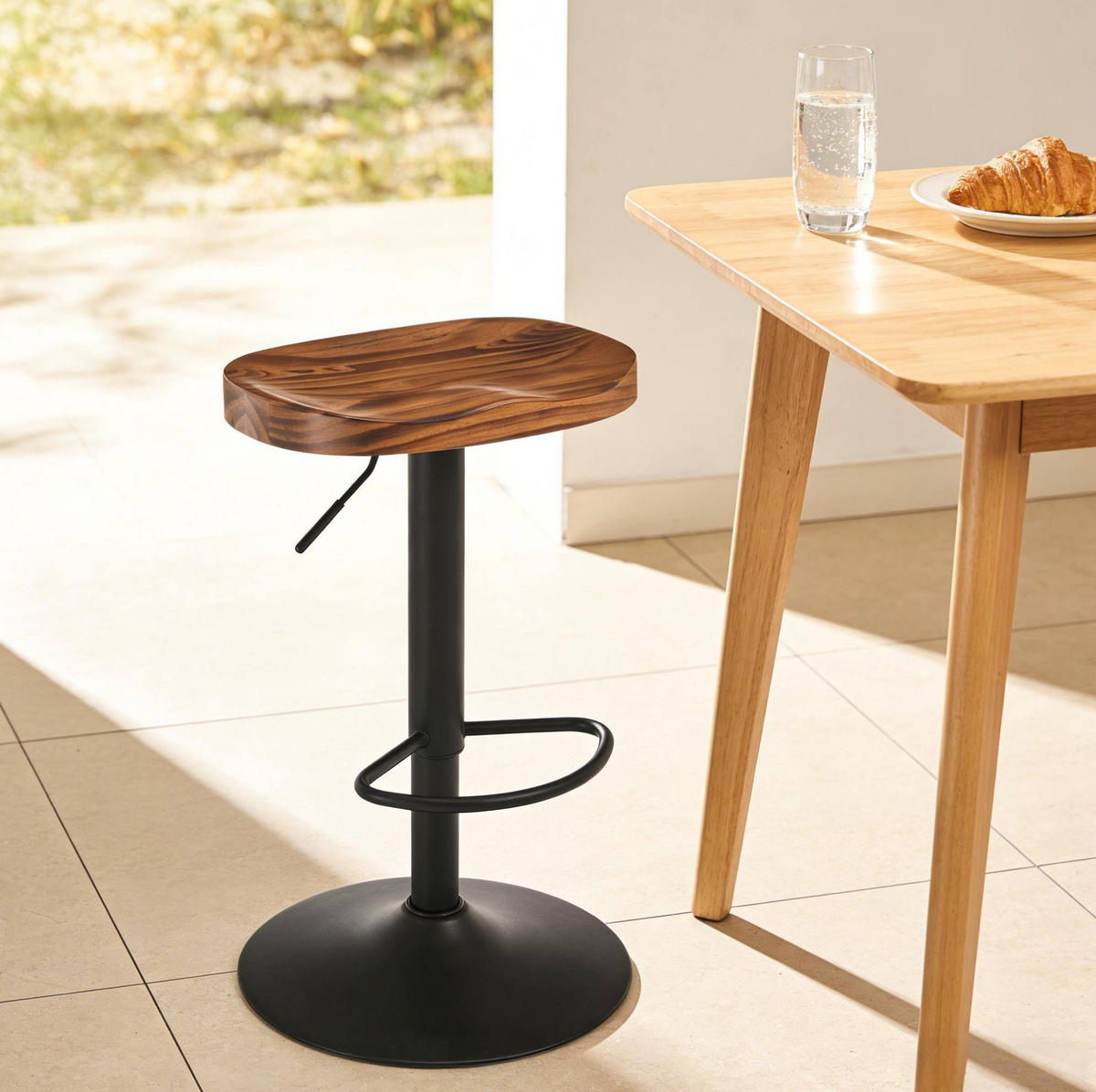 BARHOCKER drehbar höhenverstellbar 41,5 x 31,5 x 60-81 cm Rustik Braun - Braun, Metall (31.5/81/41.51cm) - Meubliv