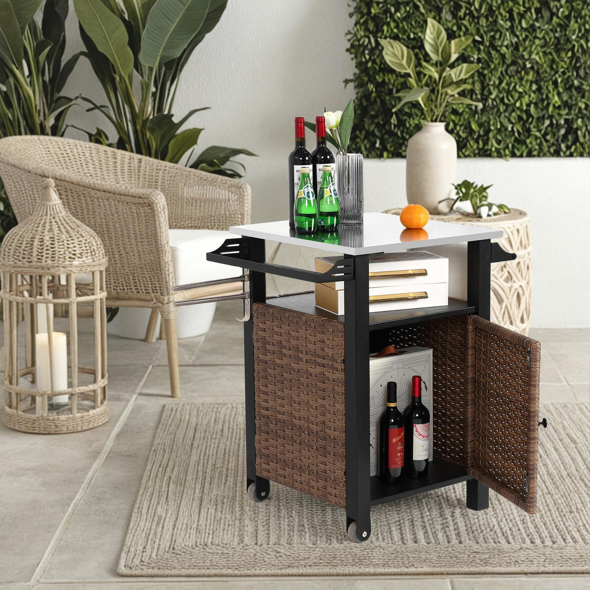 SERVIERWAGEN Küchenwagen mit Rädern,Outdoor Kücheninsel,Ratten,Braun - Braun, Metall (57/85/76cm) - LVHOM