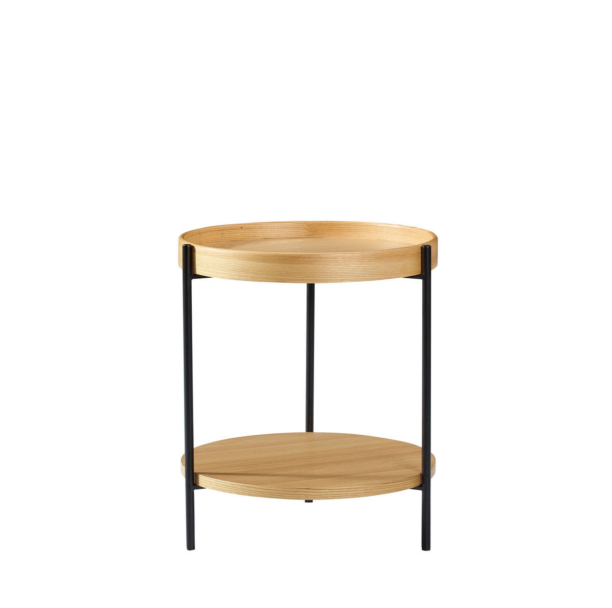 KLUBSKA miza Ø69/38 cm, masiven les v naravni barvi, dvoetažna - naravne barve, leseni material (50/50/48cm) - BEAOK