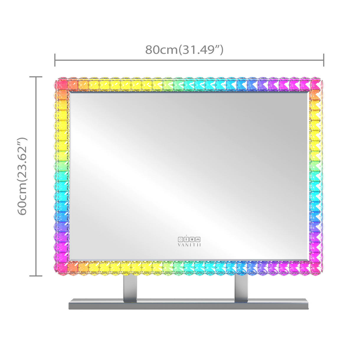SCHMINKTISCH mit Spiegel Beleuchtung LED 8 Schubladen Weiβ 120/55/141CM - Weiß, Holz (55/81/120cm) - VANITII