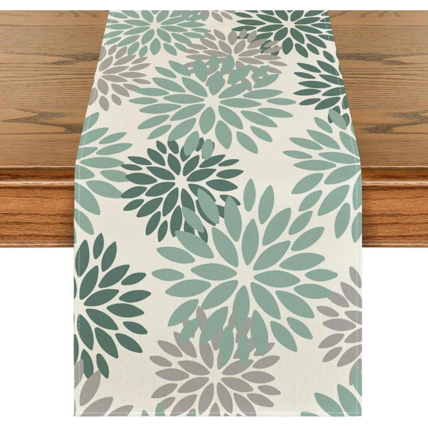 TISCHLÄUFER Blumenmuster Wasser Grün 40 x 180 cm - Multicolor, Textil (180/40/1.5cm)