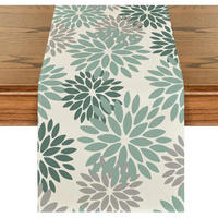 TISCHLÄUFER Blumenmuster Wasser Grün 40 x 180 cm - Multicolor, Textil (180/40/1.5cm)
