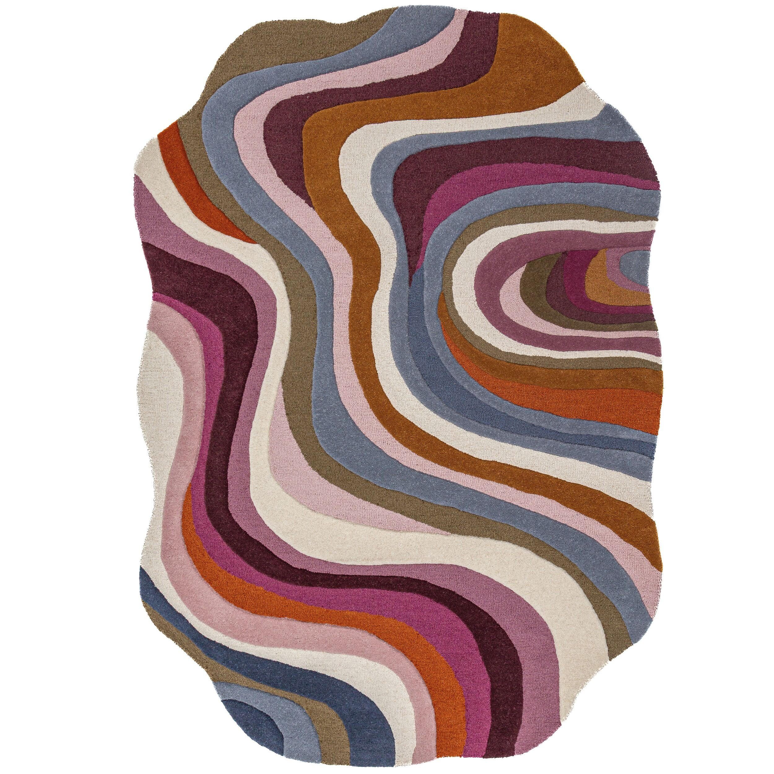 TEPPICH aus Wolle, handgetuftet, EFFRA, in Multi, Wellen-Swirl, 140 x 200 cm - Multicolor, Textil (140/200cm) - KADIMA DESIGN