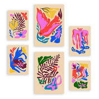 POSTER Set Mit 6 Malerisch 3 In Blume Zusammenfassung Ästhetische Dekorative Gemälde Für Ihr Wohnzimmer, Schlafzimmer, Zuhause A3 & A4 Rahmenlos - Klar, Papier (29/3cm) - Nacnic