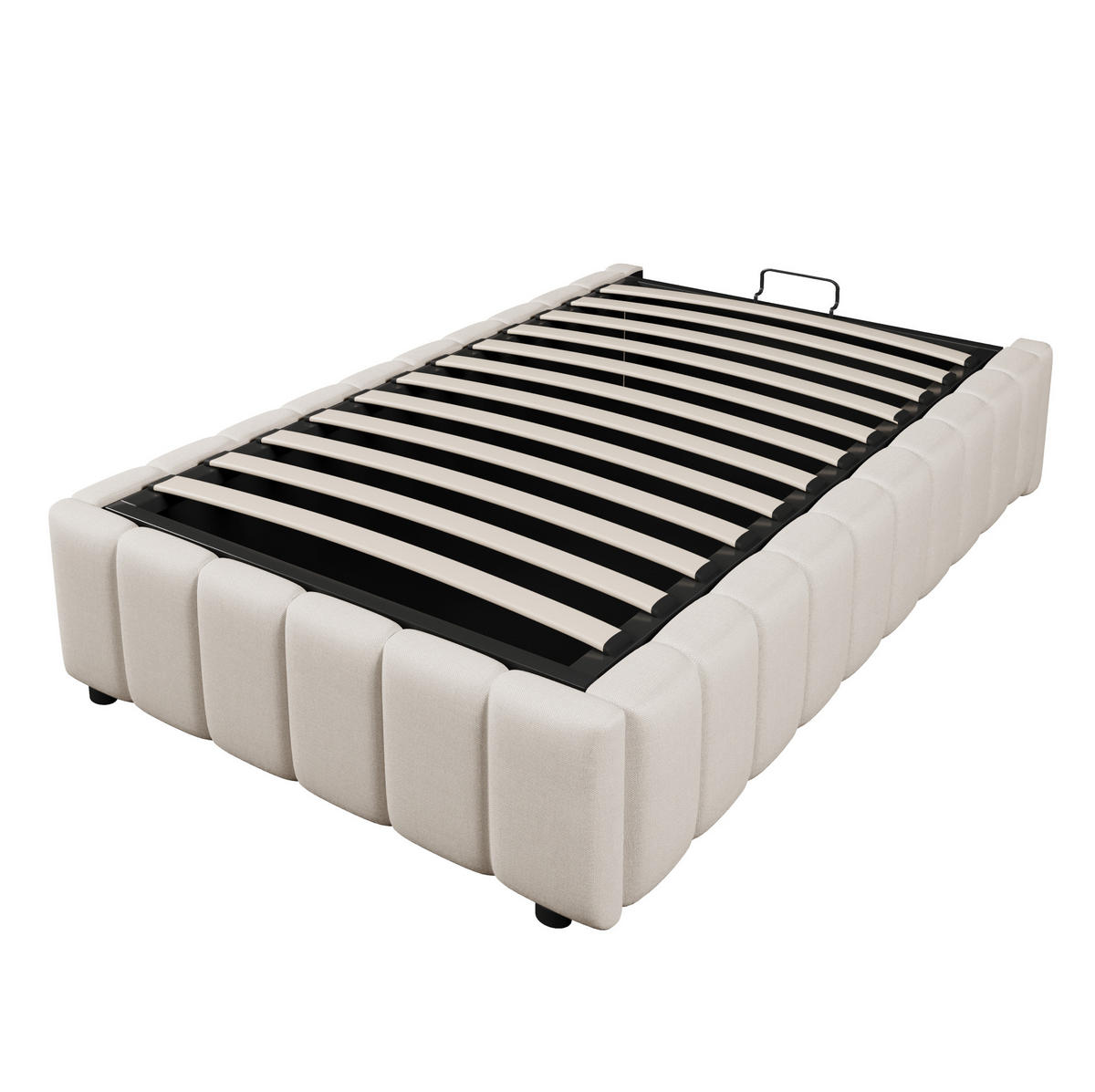 POLSTERBETT mit Bettkasten 90/200 cm ohne Kopfteil in Beige - Beige, Textil (90/200cm) - BEAOK