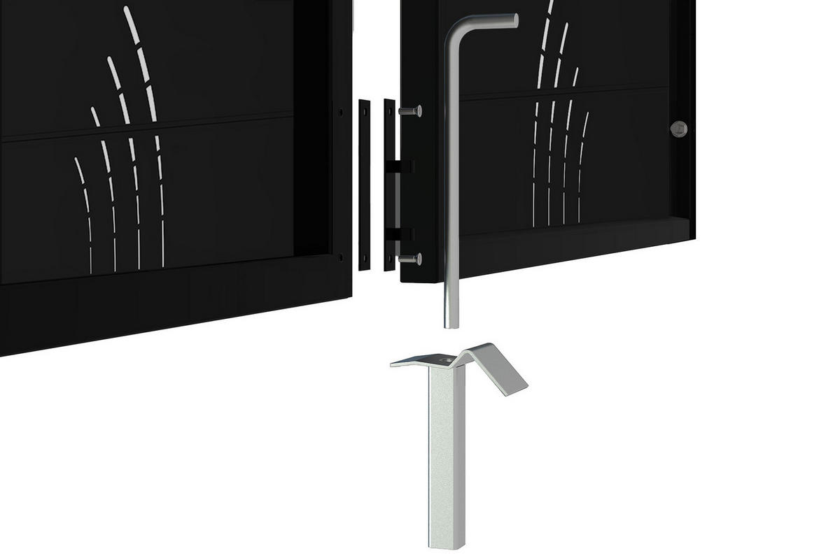 STAHLFLÜGELTOR Nali Veleta Mattschwarz 3m H.180cm - Schwarz, Metall (293/180cm) - Casanoov