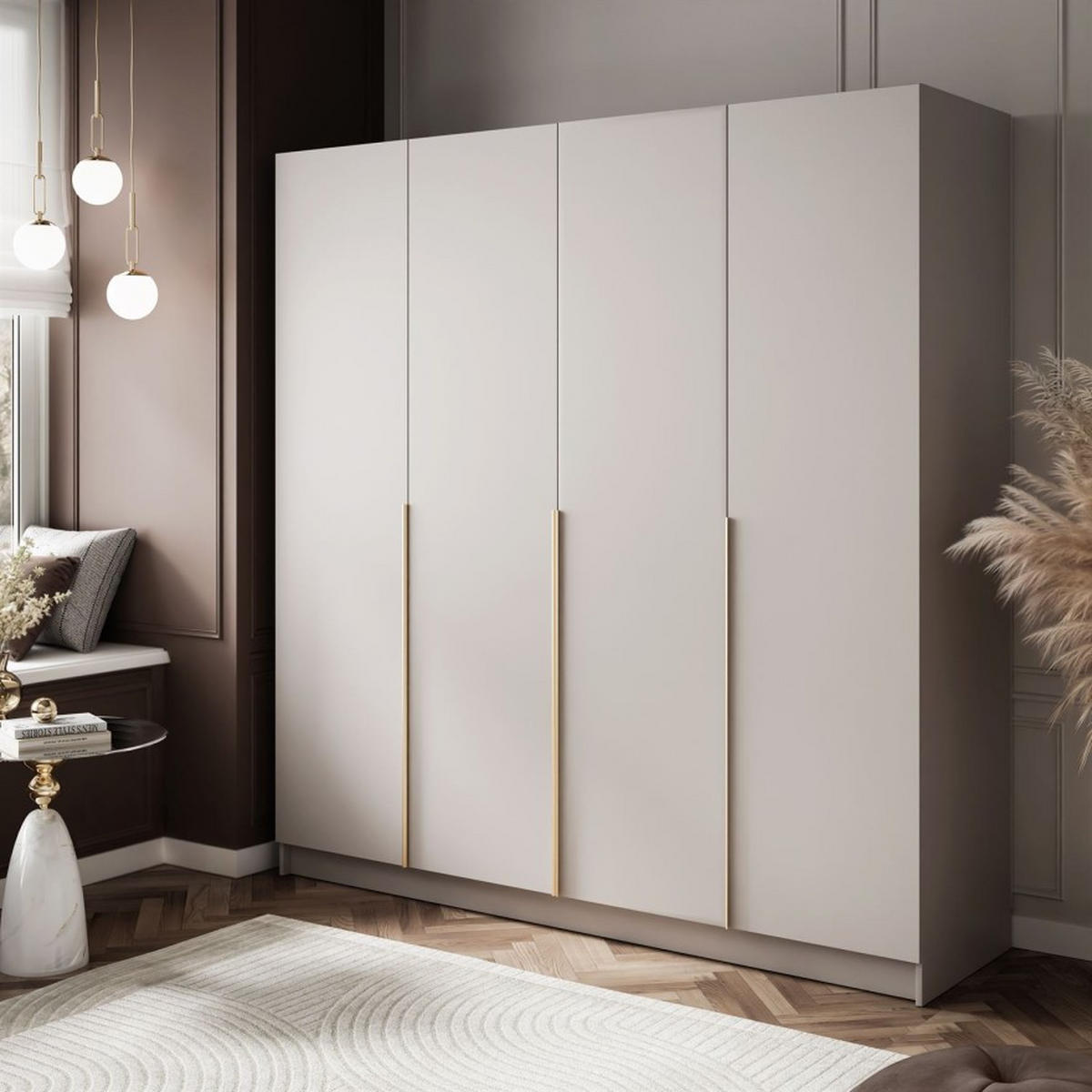 VIERTÜRIGER Kleiderschrank SAVAGE 4D Kaschmir - Kaschmir, Holzwerkstoff (200/200/56cm) - Lookway