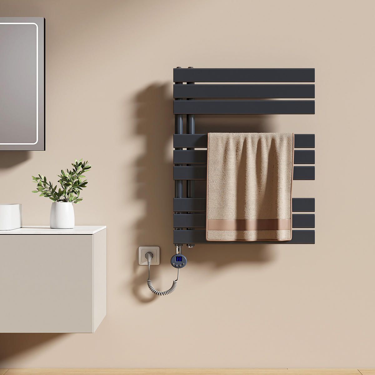 HEIZKÖRPER Elektrisch WLAN Thermostat Anthrazit 75/60 cm - Anthrazit, Metall (60/76.2/5.9cm) - EMKE