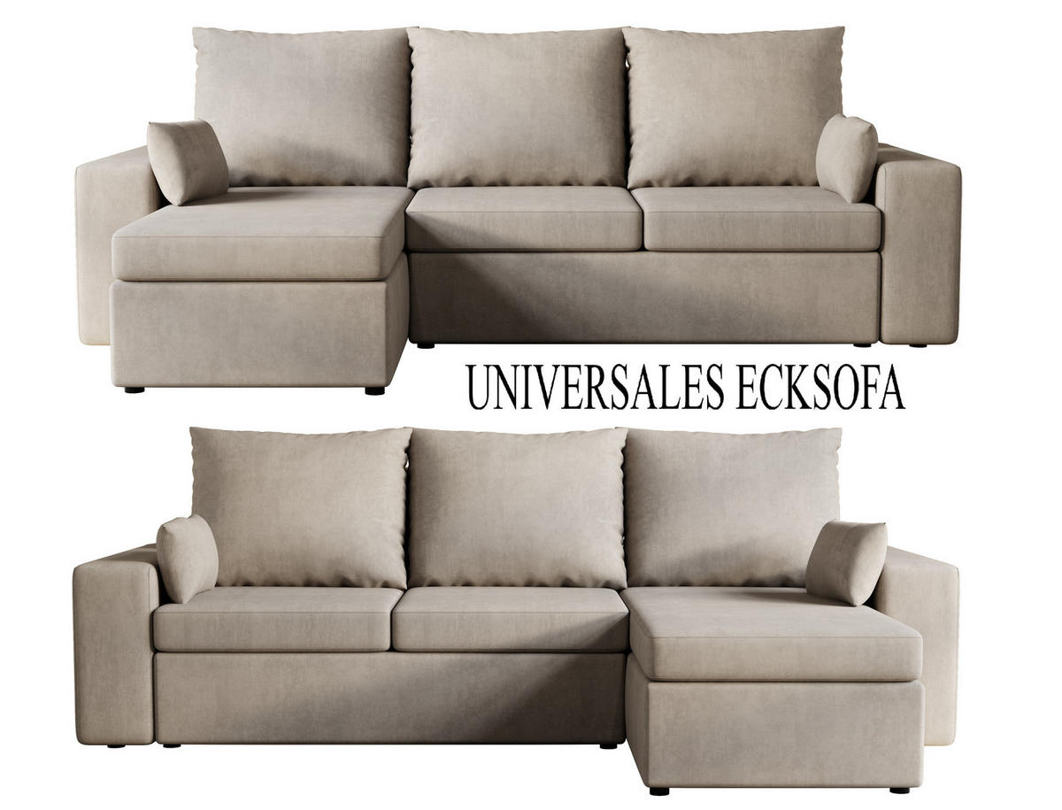 ECKSOFA Paco mit Bettkasten und Schlaffunktion, L-Form/XL-Form, Velourstoff, Universal - Weiß, Holzwerkstoff (246/145cm) - 4ALL HOME