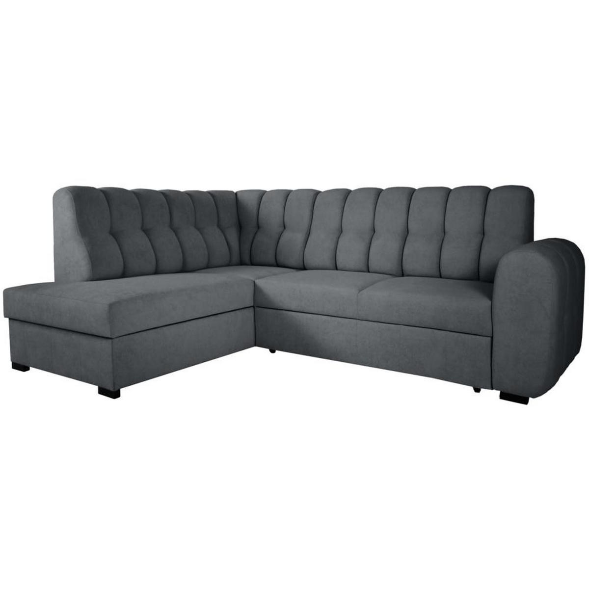 ECKSCHLAFSOFA Zoja links dunkelgrau - Dunkelgrau/Schwarz, Textil (261/193cm) - Beautysofa