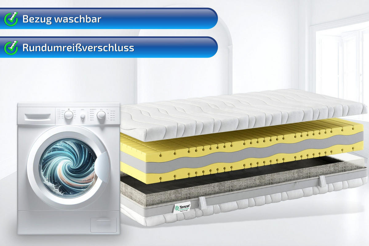 KALTSCHAUMMATRATZE Vital Premium 90 x 200 cm 24 cm Höhe H3 9 Zonen - Weiß, Textil (90/200cm) - Matratzen Perfekt