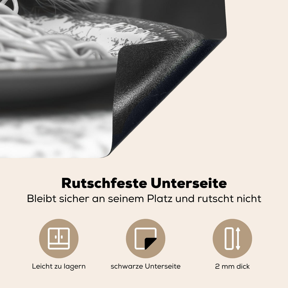 HERDABDECKPLATTE Waschbär - Niedlich - Pasta - Tischtuch - Schwarz - Weiß Induktionsmatte 78x78 cm - Grau, Kunststoff (78/78/0.2cm) - MuchoWow