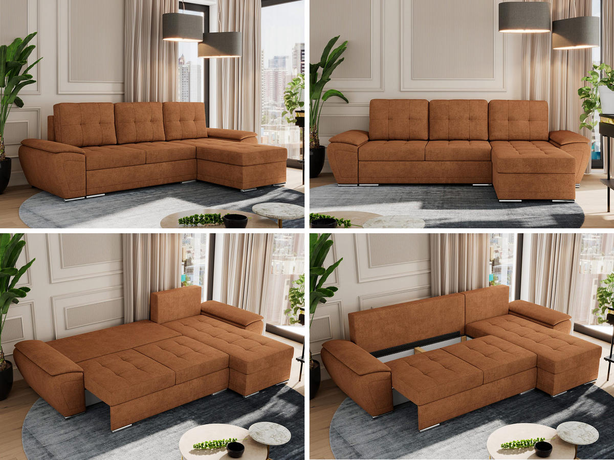 ECKSOFA UMBRIA L Orange Stukture - Orange/Grau, Textil (271/157cm) - MKS