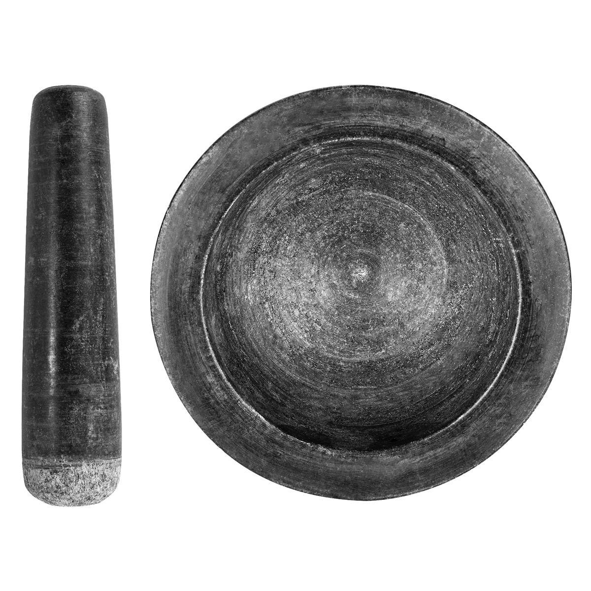 MÖRSER mit Stößel - Schwarz, Stein (16/7.5/16cm) - Intirilife