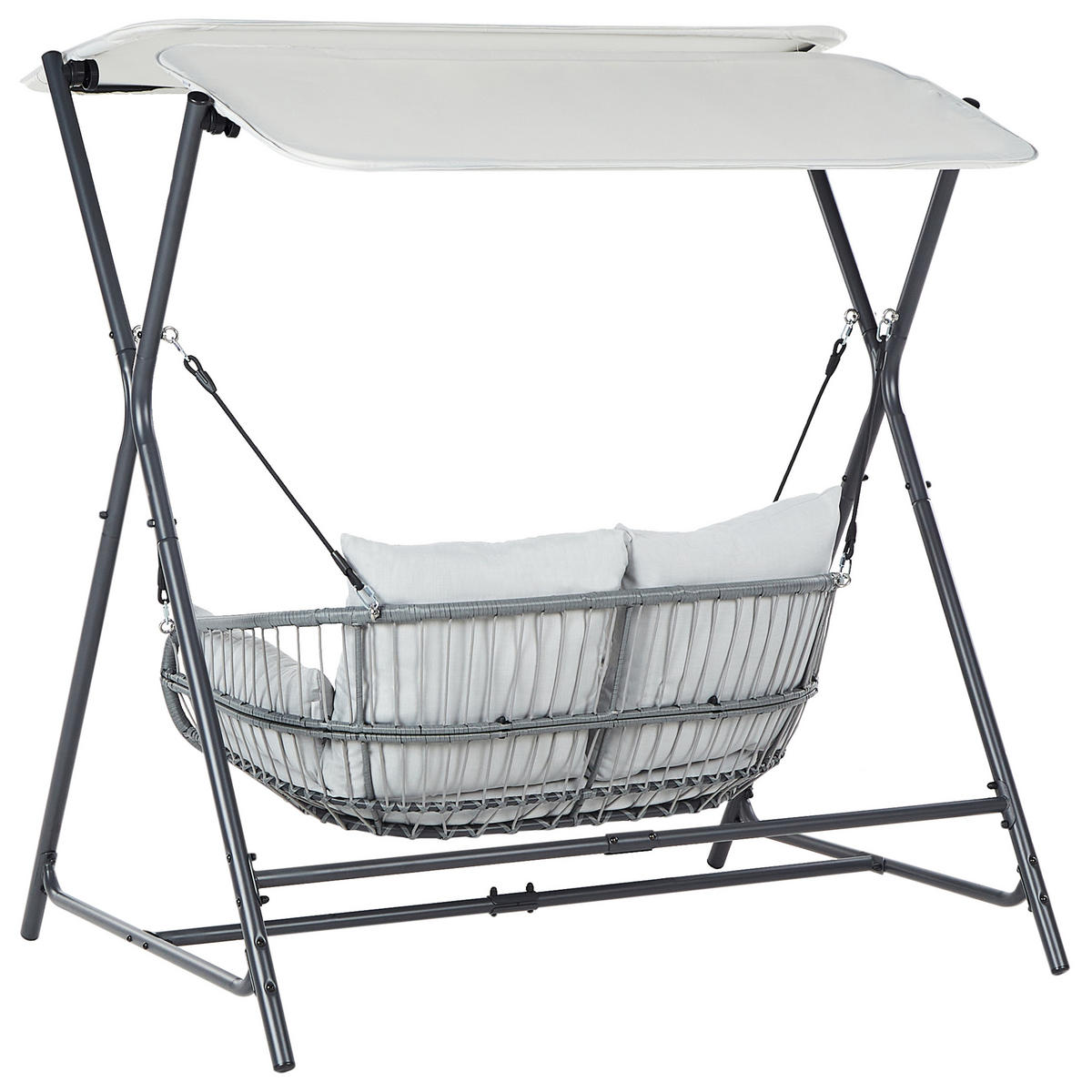 HOLLYWOODSCHAUKEL Grau Fiastra - Hellgrau, Metall (170/202/140cm) - Beliani