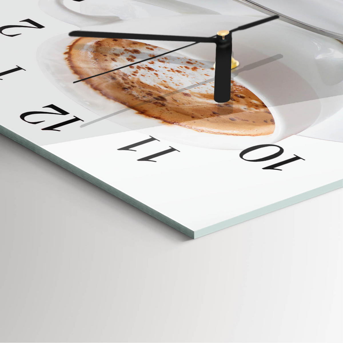 WANDUHR 30x30 cm - Kaffee - Weiß, Glas (30/30/0.4cm) - TULUP