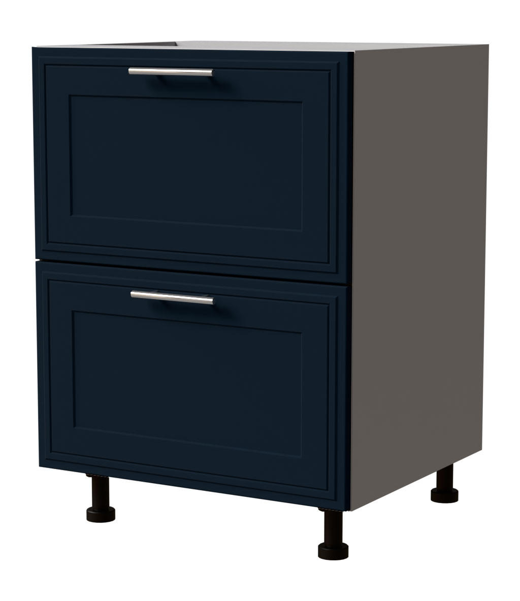 SCHUBLADENUNTERSCHRANK Salo D2/60 Grau / Indigo Matt 60 / 50 / 82cm - Blum Teilauszug - Dunkelblau/Grau, Holz/Holzwerkstoff (60/82/50cm) - Feldmann-Wohnen